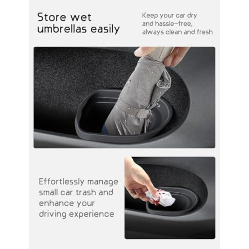 Car Trash Can Bin, Premium Black Leakproof Vehicle Waste Container, Adjustable Straps, Space Saving Auto Dustbin, Dual Compartment, Quick Installation for Interior Organization - Image 3