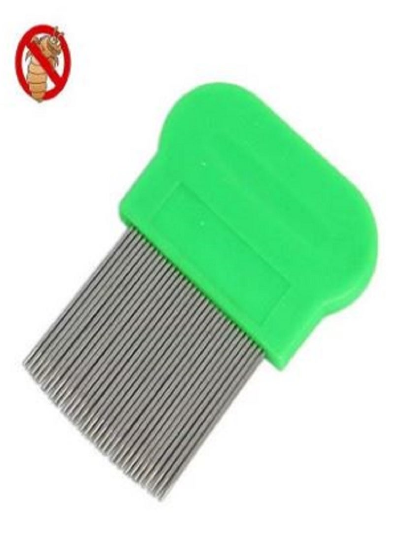 A comb to remove lice and eggs made of soft stainless steel with a brush with a plastic handle for children, women and men
