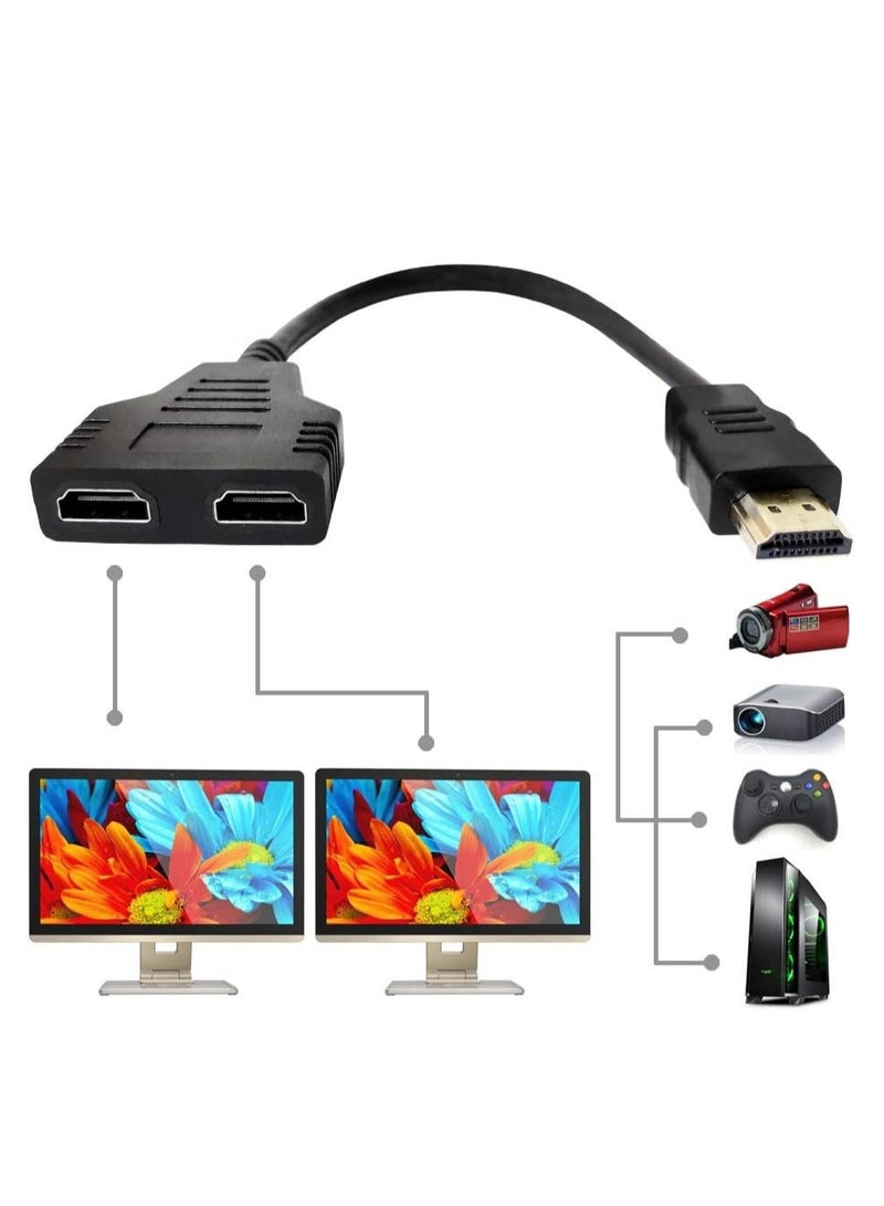 1pc HDMI Cable Splitter 1 in 2 Out HDMI Adapter Cable HDMI Male to Dual HDMI Female 1 to 2 Way, Support Two TVs at The Same Time, Signal One In Two Out  - Image 1