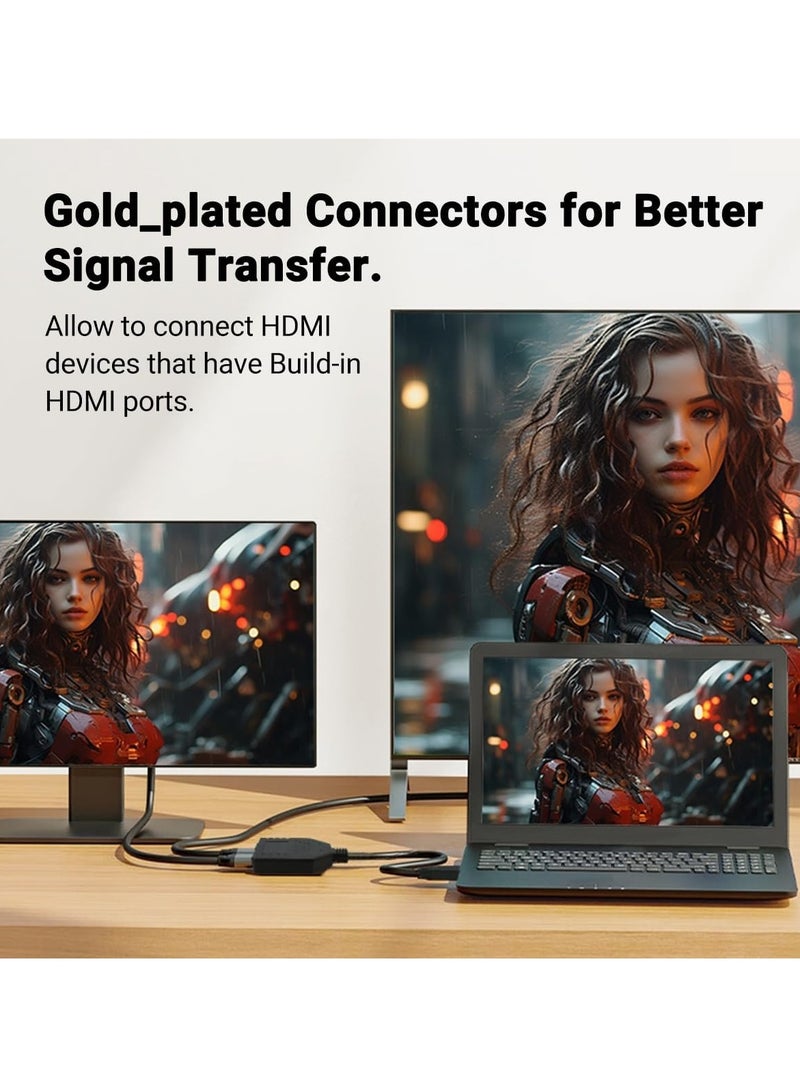 1pc HDMI Cable Splitter 1 in 2 Out HDMI Adapter Cable HDMI Male to Dual HDMI Female 1 to 2 Way, Support Two TVs at The Same Time, Signal One In Two Out  - Image 3
