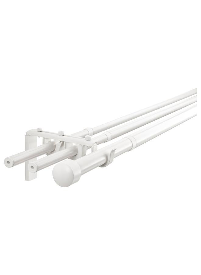 Zaboon Triple Curtain Rod Combination, White, 120-210 Cm - Image 1