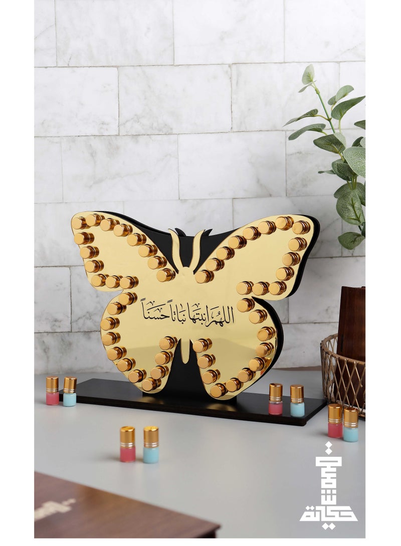 حكاية شمعة استاند 50 حبة مسك فاخر (شكل فراشة) عليها عبارة اللهم انبتها نباتاً حسنا - Image 2