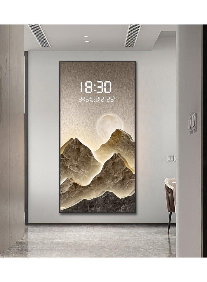 Bliss Vie BLISS VIE Crystal Porcelain Wall Painting with Digital Wall Clock luxury high end Modern decorative, stylish, with aluminium alloy frame for living room bedroom hotel restaurant (Abstract with LED)  - Image 3