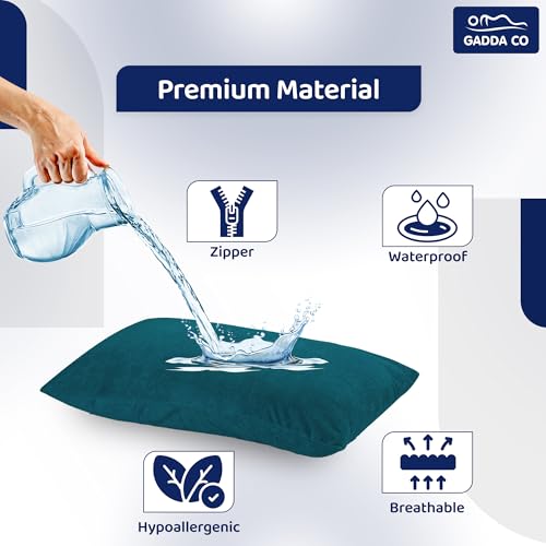 GADDA CO Ultra Soft Pillow Protectors with Zipper Standard Size - Set of 2 Breathable Pillow Covers - 100% Protection Against Stains, Dust & Dirt - Machine Washable (Peacock) - Image 2