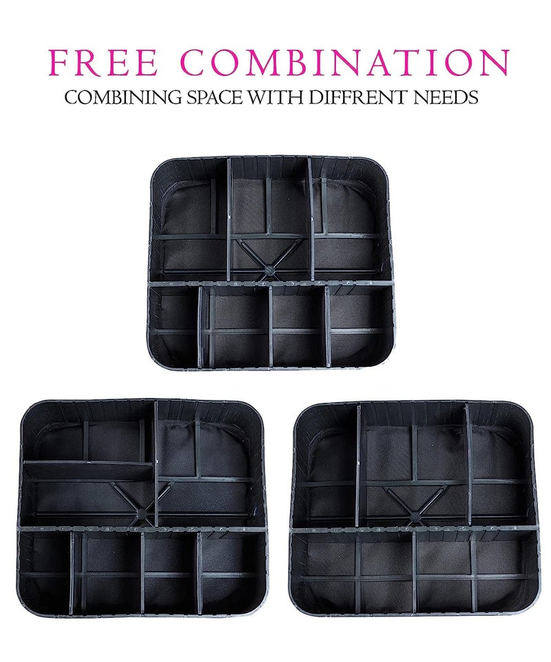 RGkJAS Cosmetic Makeup Kit Storage Organizer Nylon Professional Travel Toiletry Vanity Bag with Adjustable Compartment for Cosmetics Makeup Brushes Toiletry Jewelry Digital Accessories Black - Image 5
