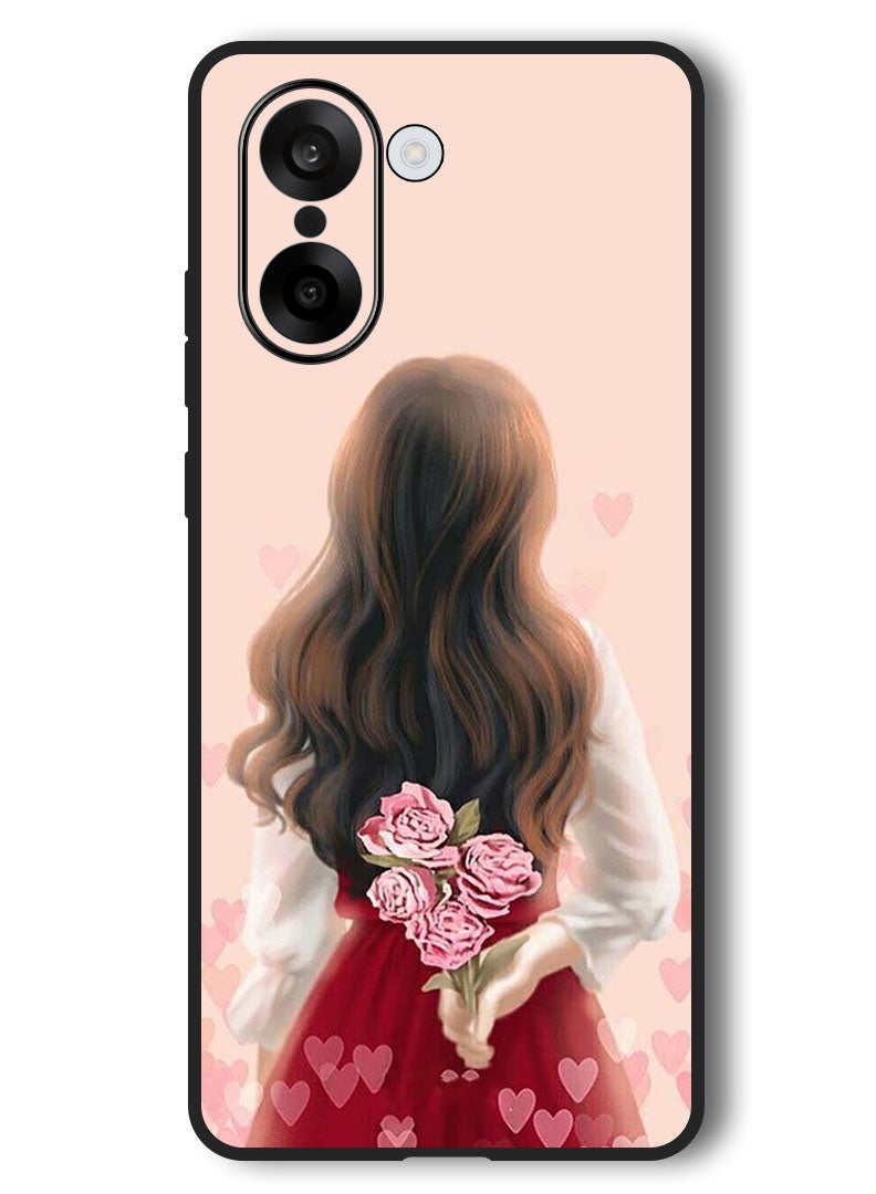 Theodor Case Compatible with OnePlus Nord CE 5 6.77 Inch Protection Shockproof Bumper Cover Girl Hiding Flowers - Image 1