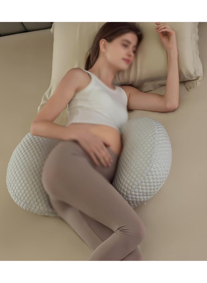Maternity Pregnancy Pillow for Women Soft Pregnancy Body Pillow Back Hip Leg Support Maternity Pillow with Removable and Adjustable Pillow Cover  Maternity Sleep Pillow (Khaki) - Image 2