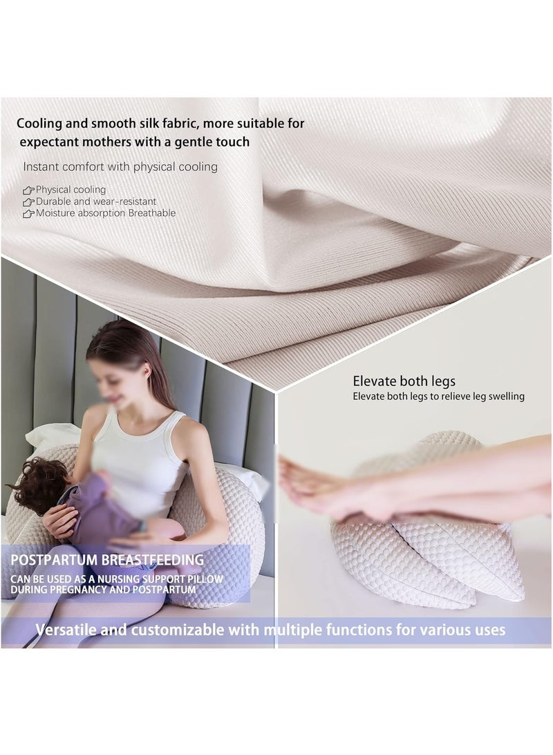 Maternity Pregnancy Pillow for Women Soft Pregnancy Body Pillow Back Hip Leg Support Maternity Pillow with Removable and Adjustable Pillow Cover  Maternity Sleep Pillow (Khaki) - Image 4