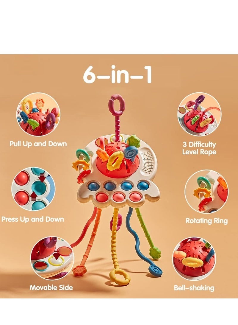 دوركو طفل مونتيسوري الحسية لعبة الأسنان الرضع دفع وسحب لعبة الأطفال السيليكون سحب سلسلة لعبة النشاط التنموي لعبة الأسنان - Image 3