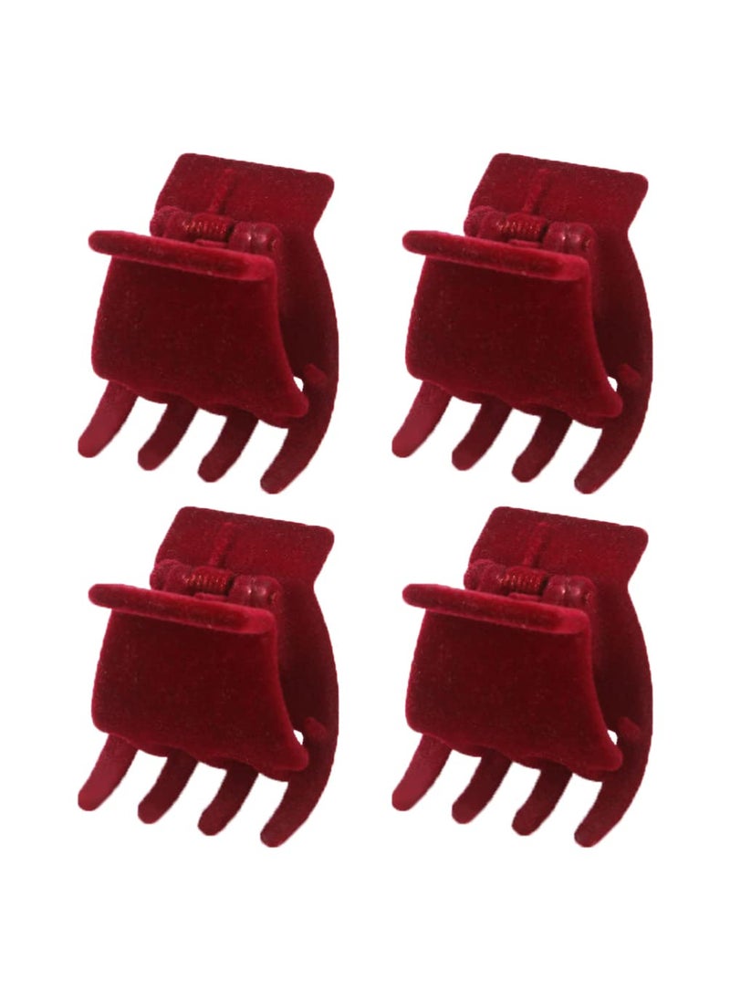 Beaupretty - Beaupretty 4pcs Ponytail Artifact Mini Barrettes Women Jaw Clips Hair Claw Clip Goody Hair Clips for Women Small Jaw Clips for Hair Tiara Red Small Hair Catch The Side Velvet Miss - Image 1