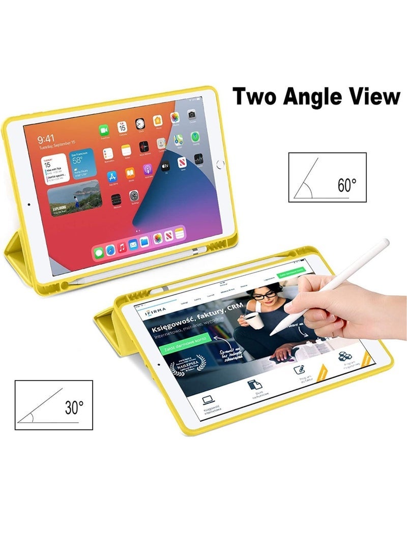 Gravity iPad 9th/8th/7th Generation case (2021/2020/2019) iPad 10.2-Inch Case with Pencil Holder [Sleep/Wake] Slim Soft TPU Back Smart Magnetic Stand Protective Cover Cases (Yellow) - Image 4