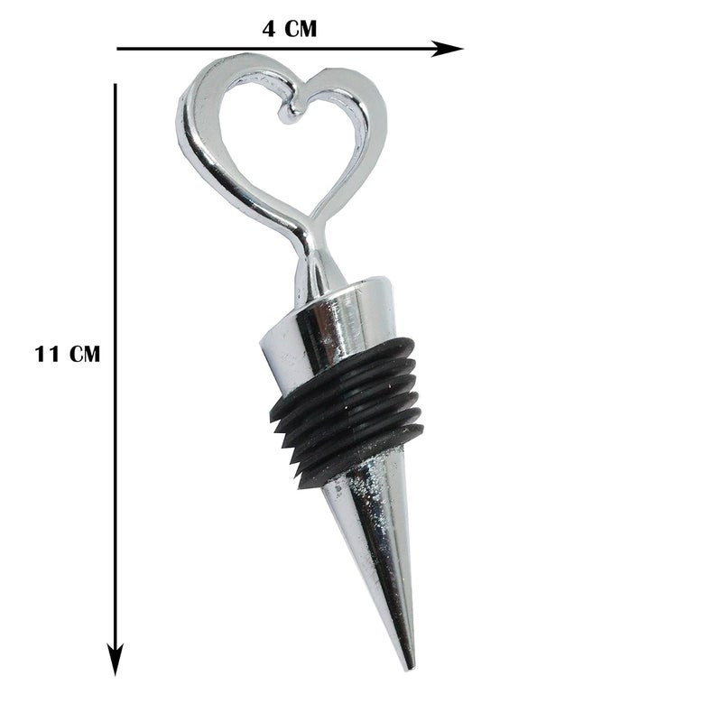 Jades Silver Heart Wedding Wine Bottle Stopper Favor Set of 6 B - Image 4