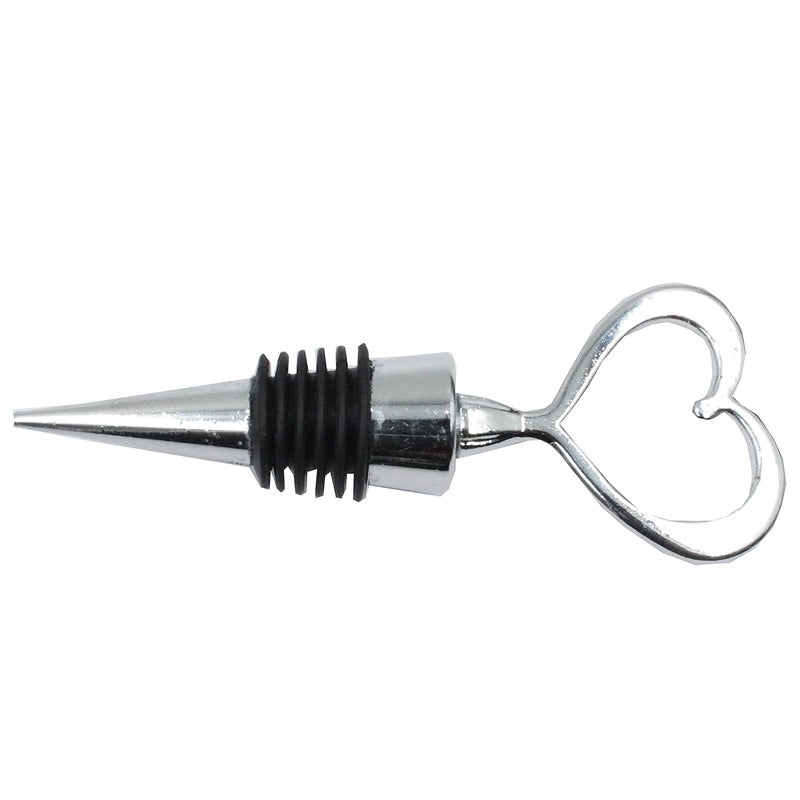 Jades Silver Heart Wedding Wine Bottle Stopper Favor Set of 6 B - Image 5