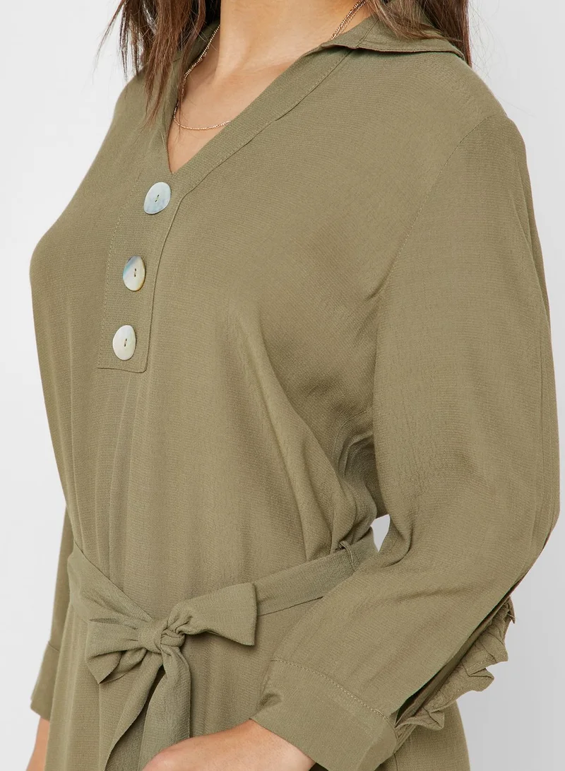 KOTON Button Detail Belted Dress
