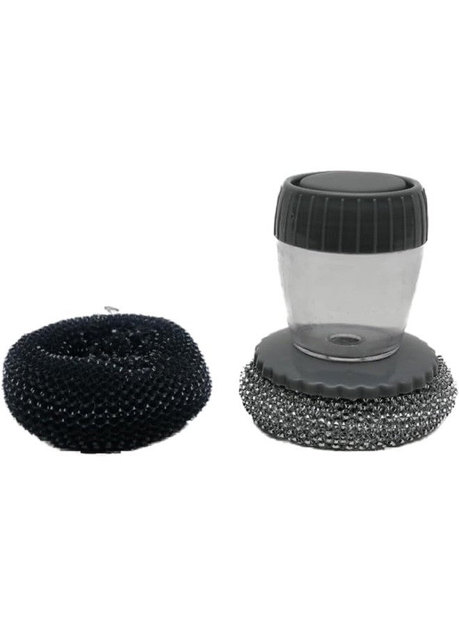 CATANES Soap Dispenser Palm Brush Sponge For Kitchen Sink Pan Pot Oven And Other Dish Scrubber With Holder Easy To Use Heavy Duty 9x9x13 Cm Multicolour - Image 1