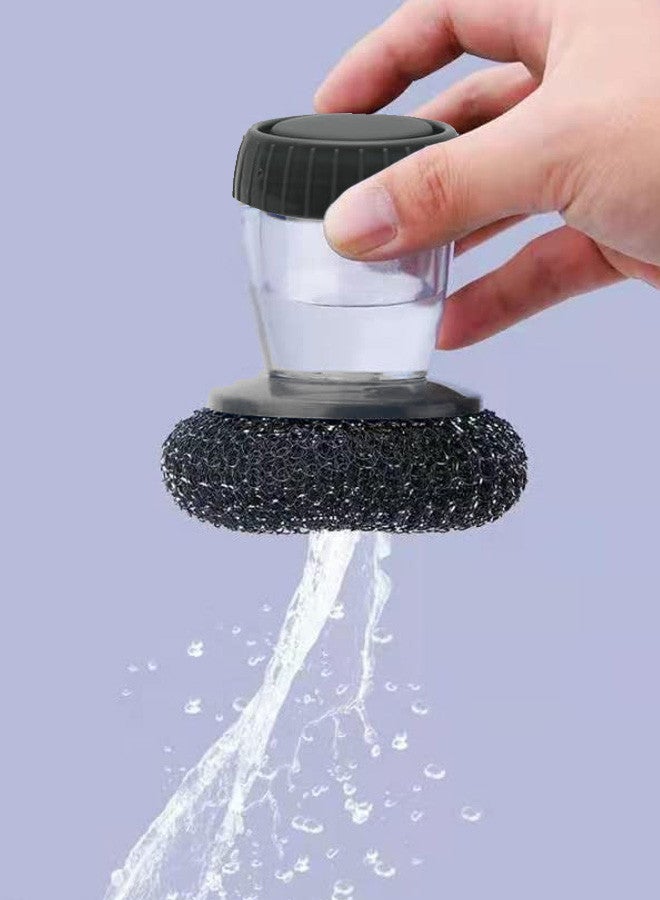 CATANES Soap Dispenser Palm Brush Sponge For Kitchen Sink Pan Pot Oven And Other Dish Scrubber With Holder Easy To Use Heavy Duty 9x9x13 Cm Multicolour - Image 2