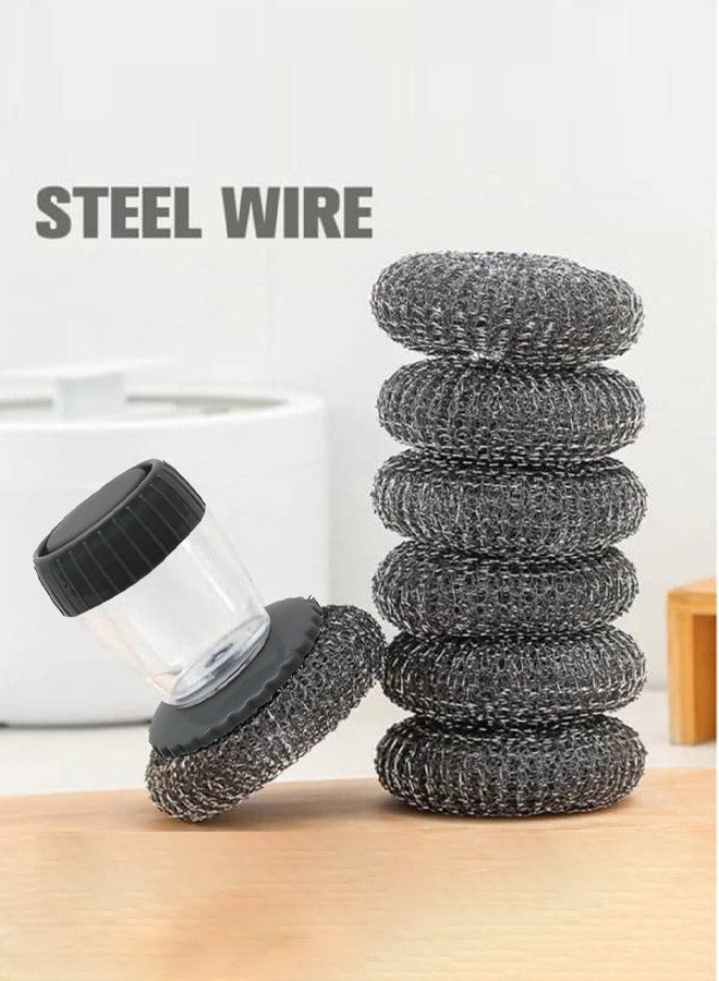 CATANES Soap Dispenser Palm Brush Sponge For Kitchen Sink Pan Pot Oven And Other Dish Scrubber With Holder Easy To Use Heavy Duty 9x9x13 Cm Multicolour - Image 3