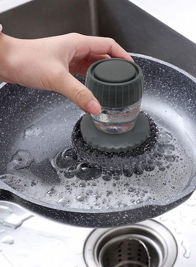 CATANES Soap Dispenser Palm Brush Sponge For Kitchen Sink Pan Pot Oven And Other Dish Scrubber With Holder Easy To Use Heavy Duty 9x9x13 Cm Multicolour - Image 5