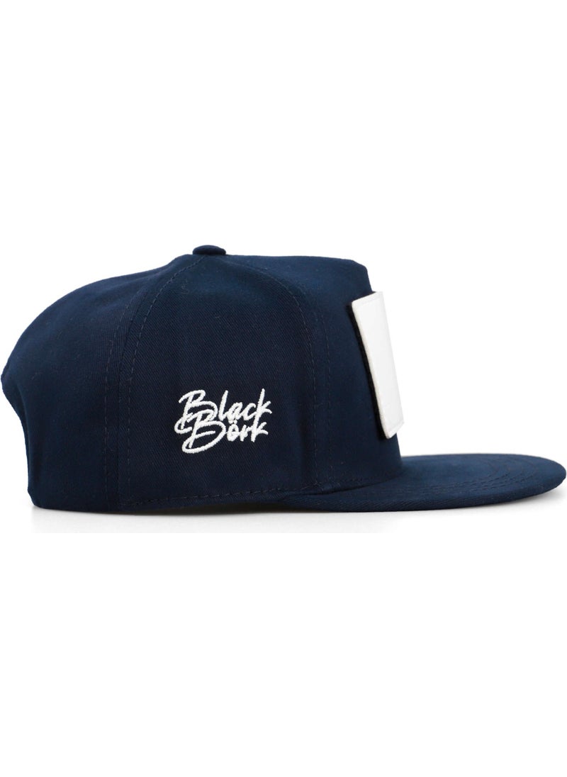 Black Börk BlackBörk V2 Hip Hop Kids Panda - Unisex Navy Blue Kids Hat (Cap) with 4 Code Logo  - Image 3