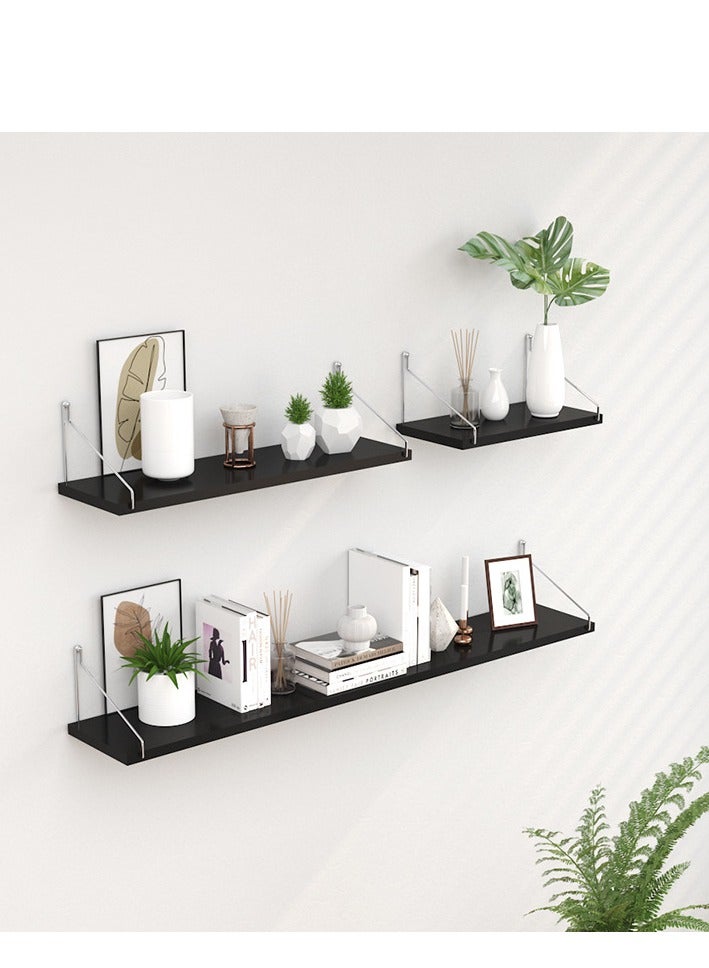 3-Piece Home Book Shelves Set Floating Shelves for Wall Hanging Wood Shelf Wooden Shelves with Metal Brackets Hanging Shelf Wall Organizers for Home White Color Free Installation Tool