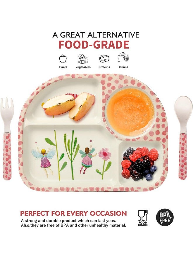shopwithgreen 7Pcs/Set Bamboo Kids Dinnerware Set - Children Dishes - Food Plate Bowl Cup Spoon Fork Set Dishware, Cartoon Tableware, Dishwasher Safe Kids Healthy Mealtime, BPA Free - Image 3