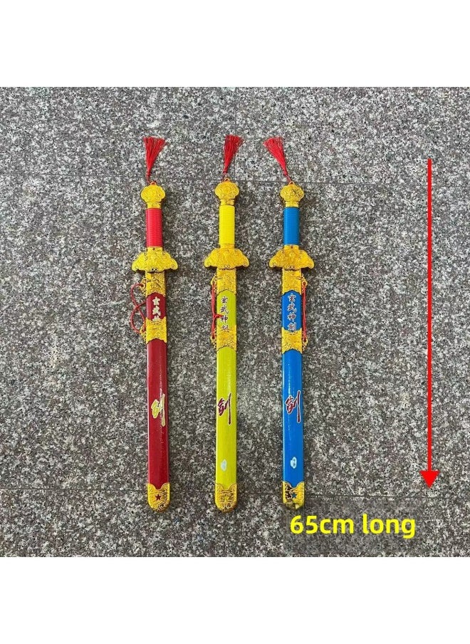 (Collection Of Swords) Children's Wooden Toys Samurai Sword Sword Green Dragon Sword Temple Fair Street Stall Selling Toys-Color:Xuanwu Excalibur  - Image 1