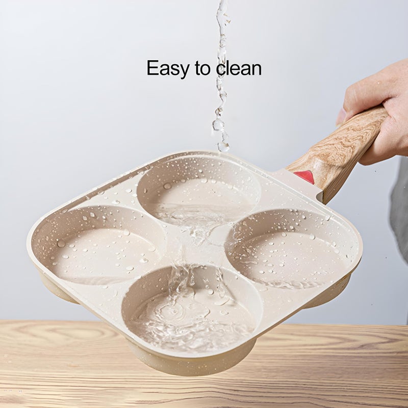 Egg Poacher - 4 Grid Non-Stick Frying Pan with Fast Heat Conduction for Omelet Breakfast Making Kitchen Cookware - Image 4