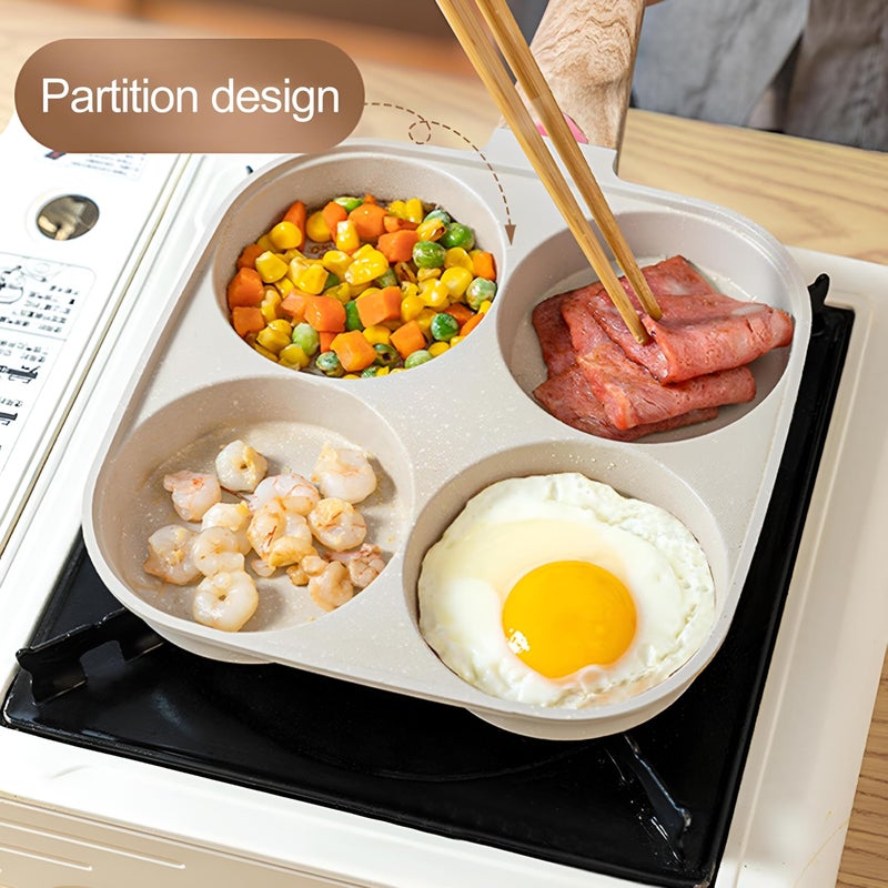 Egg Poacher - 4 Grid Non-Stick Frying Pan with Fast Heat Conduction for Omelet Breakfast Making Kitchen Cookware - Image 3
