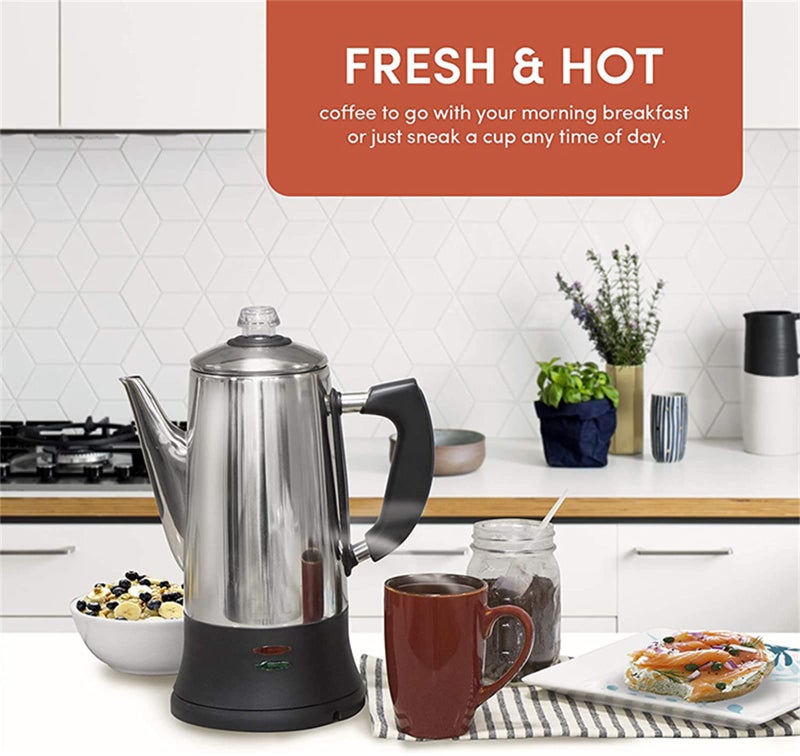 SOTECH Percolator Coffee Pot Electric Maker with Cool Touch Handle, Clear Brew Progress Knob(12 Cup) - Image 2
