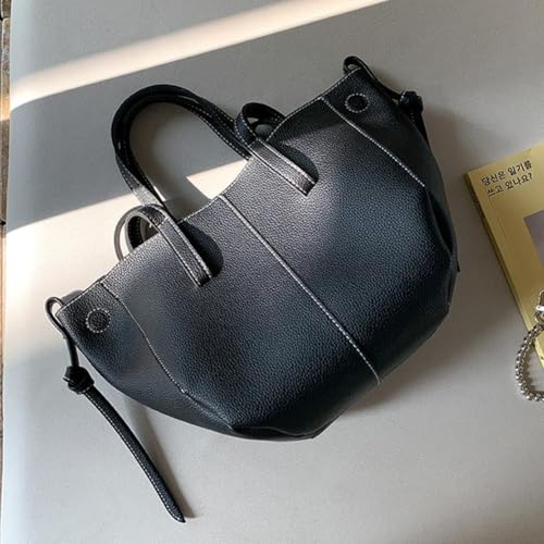 JOLILUNA Leather Purses for Women Trendy Leather Shoulder Bag Faux Purse Faux Leather Tote Bag With Magnetic Closure (black) - Image 5