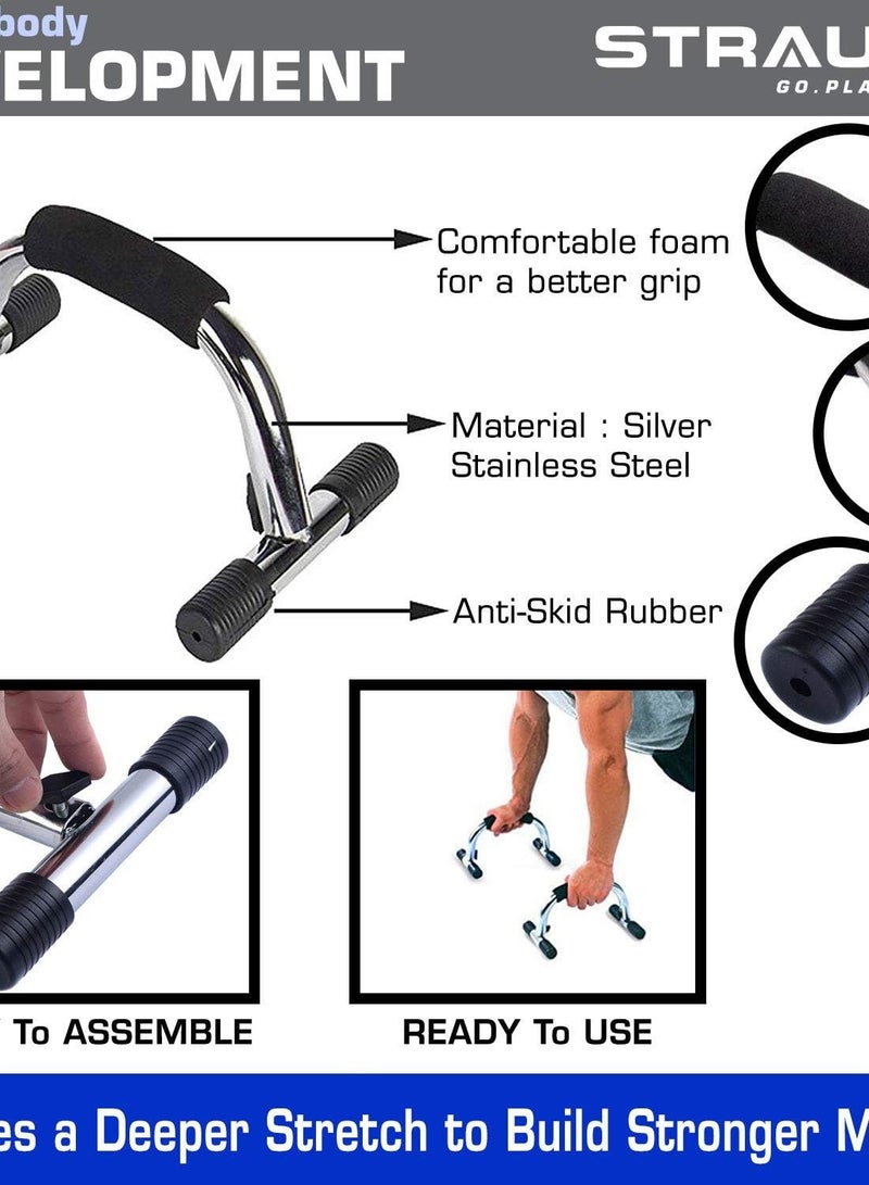 ZCM-HAPPY Stainless SteelPush Up Bar Stand Set (black/silver) - Image 2