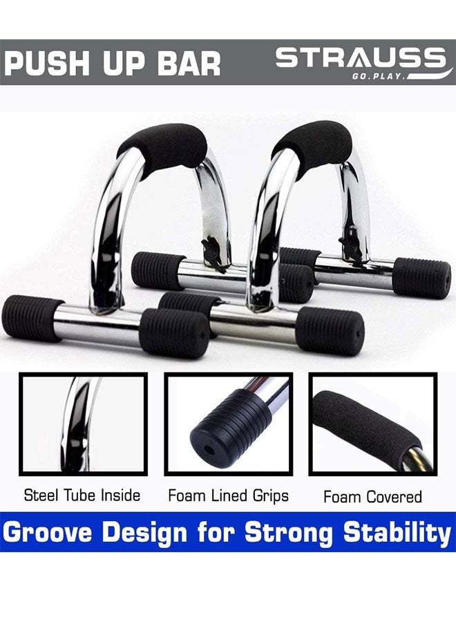 ZCM-HAPPY Stainless SteelPush Up Bar Stand Set (black/silver) - Image 3