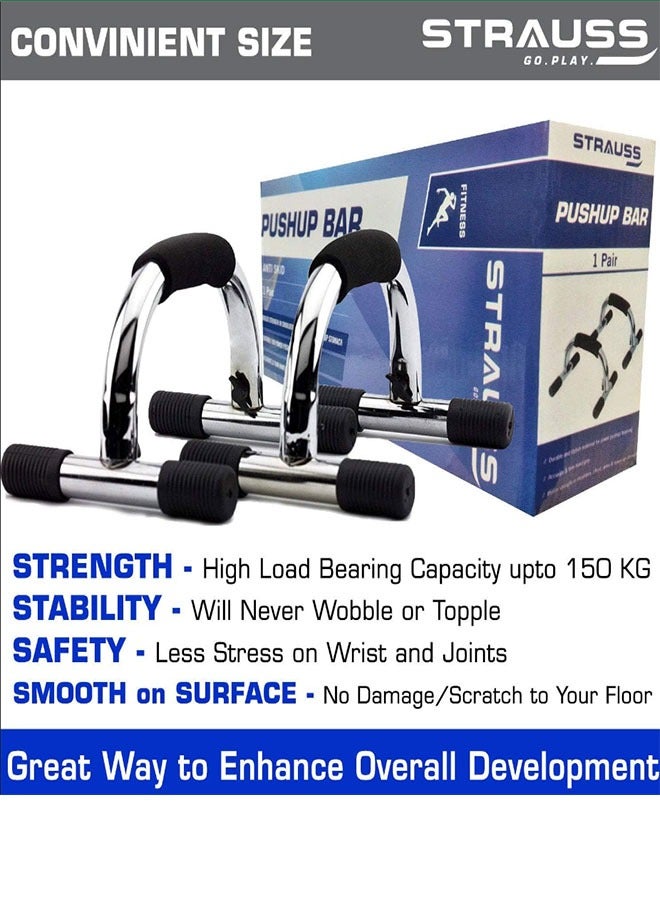 ZCM-HAPPY Stainless SteelPush Up Bar Stand Set (black/silver) - Image 4