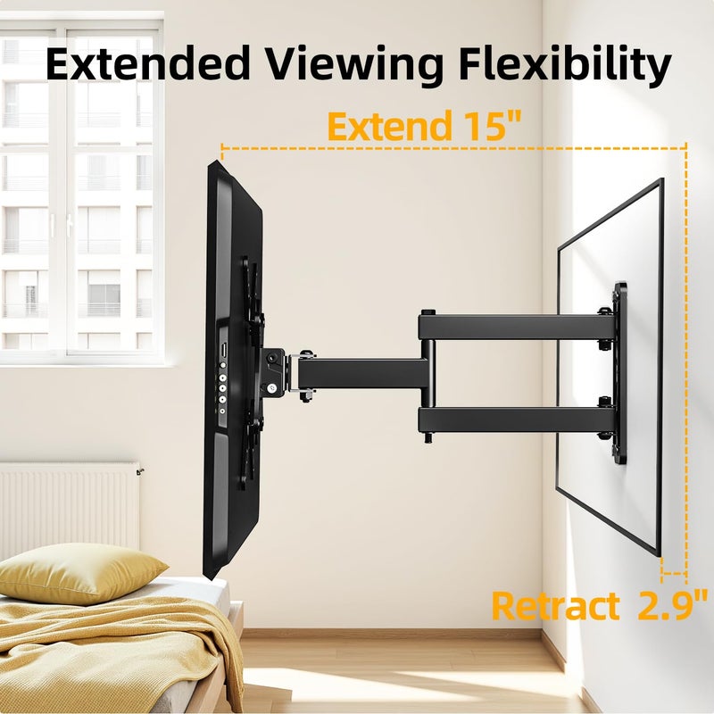 IWORKBOARD 32+ 40 inch Full Motion TV Wall Mount for 13-43" TVs & Monitor, 360Â° Rotating Small TV Mount Bracket, Articulating Swivel Tilting Extension, Max VESA 200x200mm, Single Studs, 55 lbs - Image 5