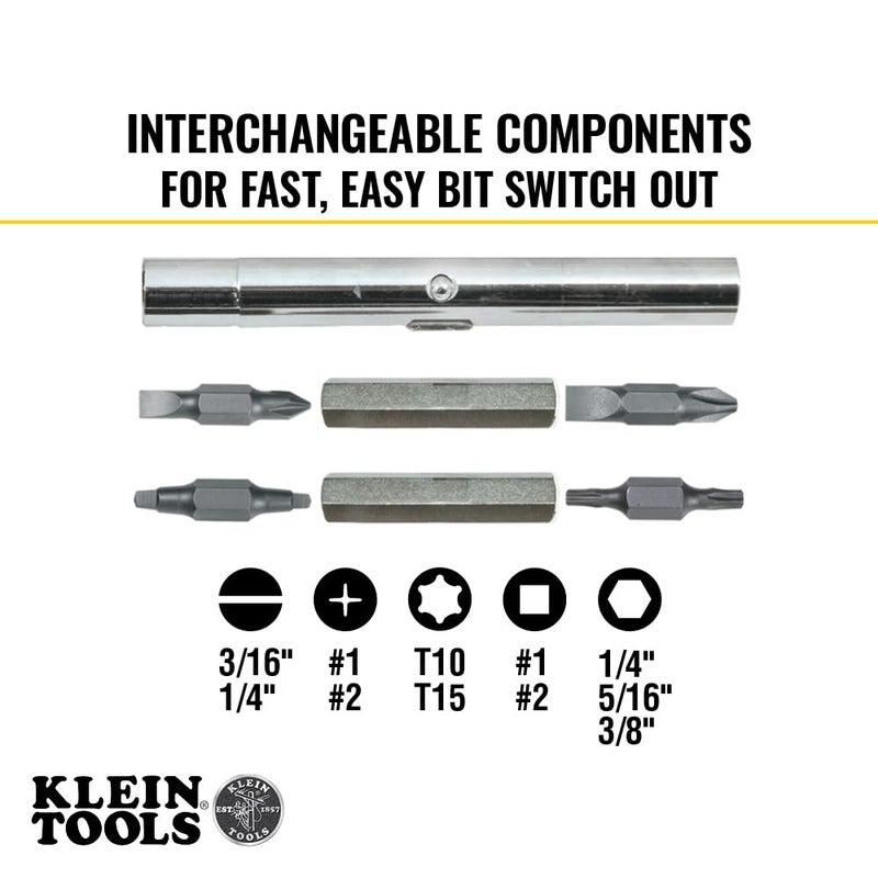 Klein Tools Klein Tools 32500 11-in-1 Screwdriver / Nut Driver Set, 8 Bits (Phillips, Slotted, Torx, Square), 3 Nut Driver Sizes, Cushion Grip Handle  - Image 2