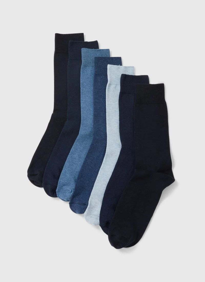 Matalan 7 Pack Blue Socks