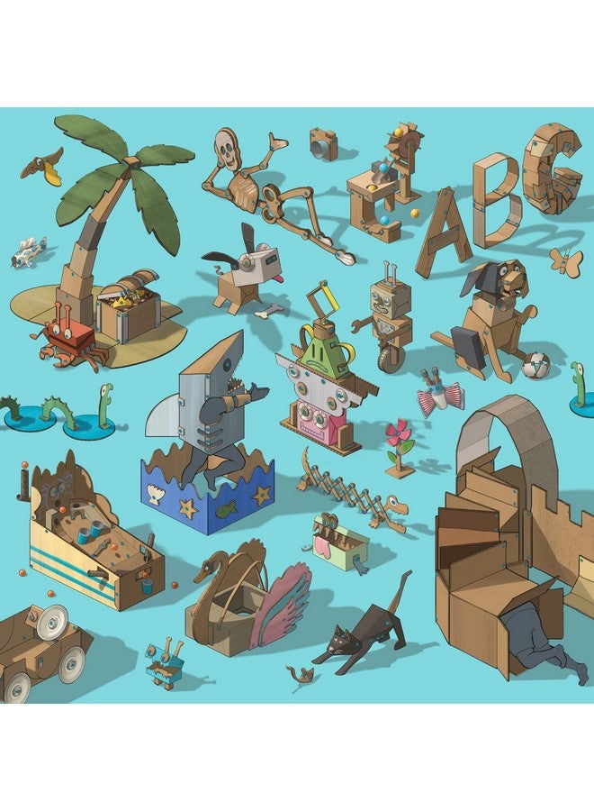Makedo Explore Upcycled Cardboard Construction Toolkit In Small Toolbox (50 Pieces) Stem + Steam Educational Toys For At Home Play + Classroom Learning Reusable Tools For Boys And Girls Age 5+ - Image 5