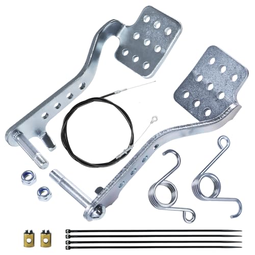 HOLATO Go Kart Pedals 71 Throttle Cable with Brake Throttle Return Springs kit for Predator 196cc 212cc 65hp Road Rocket Azusa Radio Flyer Vintage Carter Super Wheel Kids GoKart Cart Part Silver - Image 1