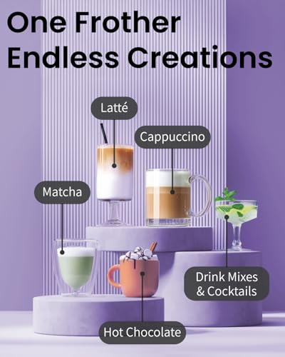 Elementi Electric Pink Milk Frother Handheld - Mini Whisk for Coffee, Matcha and Drinks - Portable Frother & Mixer with Stand (Pastel Pink) - Image 5