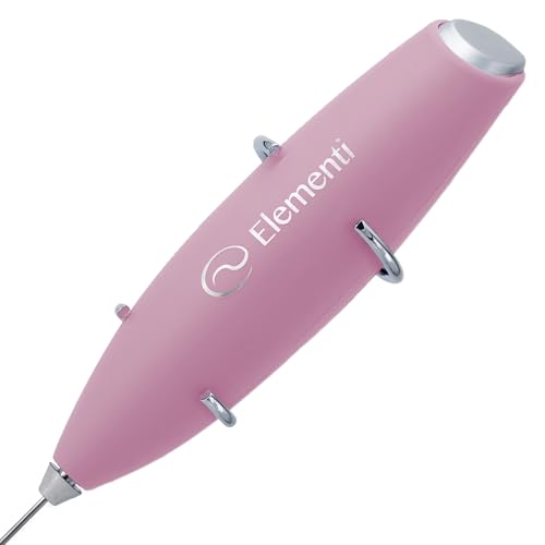 Elementi Electric Pink Milk Frother Handheld - Mini Whisk for Coffee, Matcha and Drinks - Portable Frother & Mixer with Stand (Pastel Pink) - Image 4