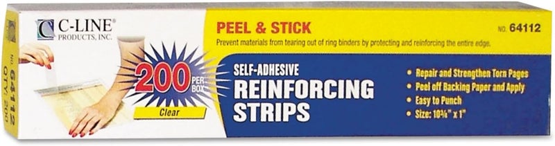 C-Line C-Line 64112 Self-Adhesive Reinforcing Strips, 10 3/4 x 1, 200/BX 