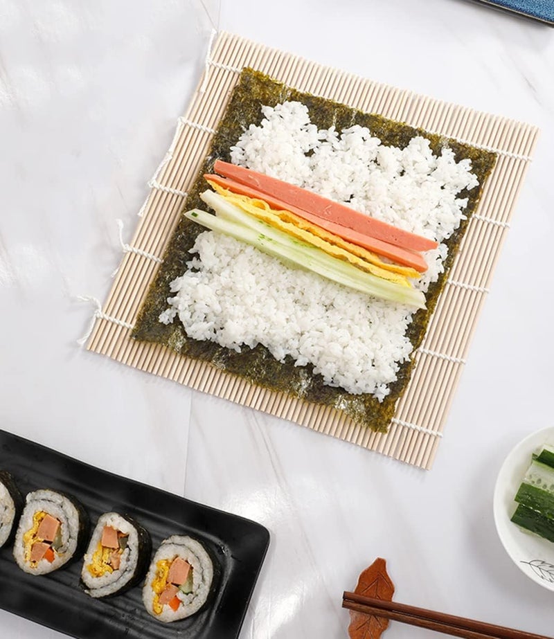 Olrada Natural Bamboo Sushi Mat (Set of 2/Piece, Bamboo Wood) - Image 3