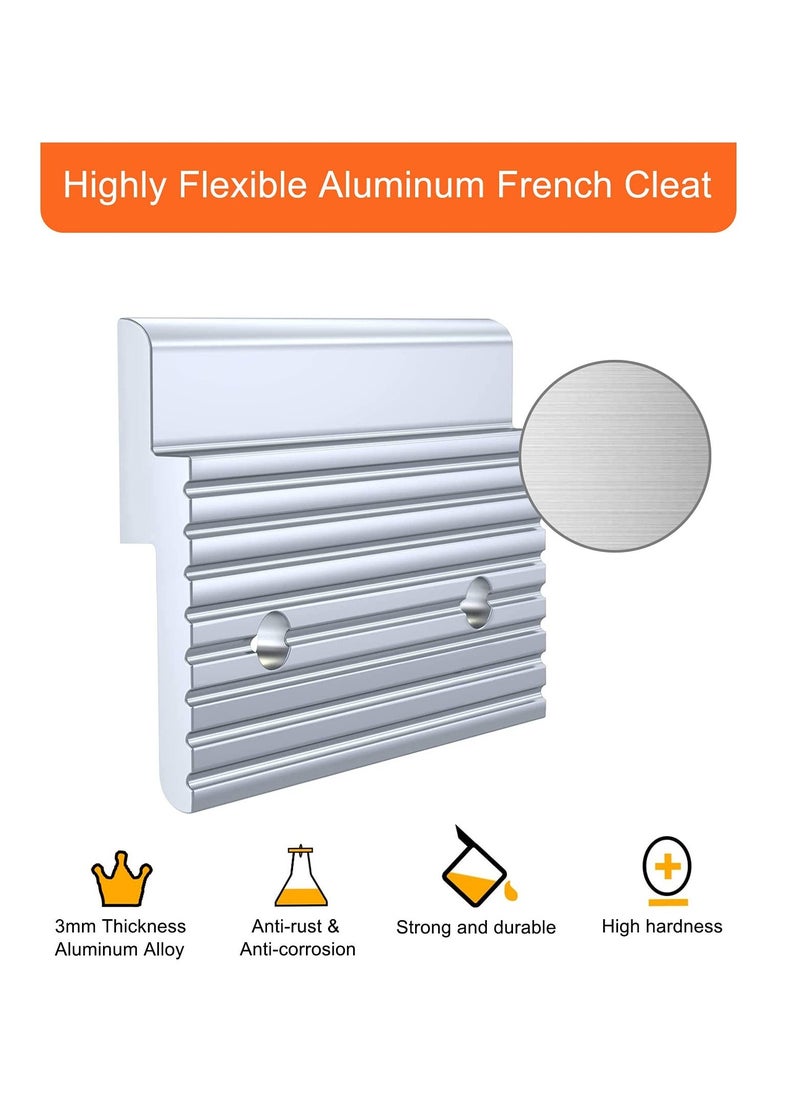 2 Pairs French Cleat Picture Hanger, Aluminum Z Hanger with Screws, 2 Inch Hidden Metal Mounting Brackets for Wall Mounting Photos, Mirrors, Shelves, Whiteboards, Cabinets, Artworks  - Image 3