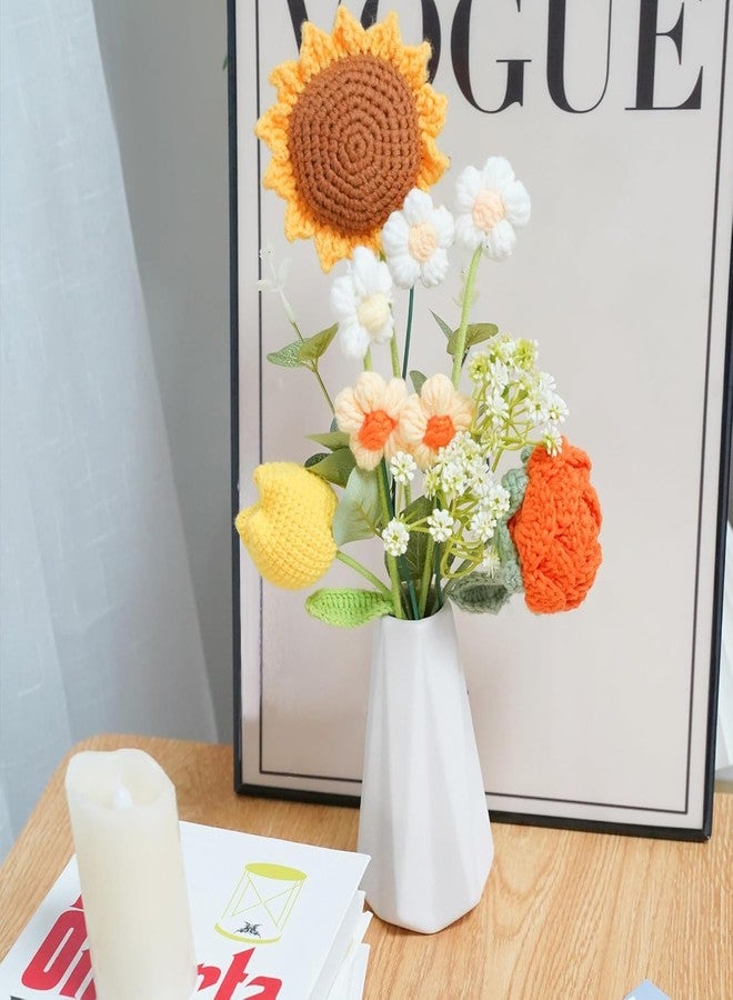 Disracker Crochet Flower Bouquet Handmade Knitted Artificial Flowers with Exquisite Wrap for Mothers Day Valentine’s Day Birthday Wedding & Home Decoration, Yellow - Image 4