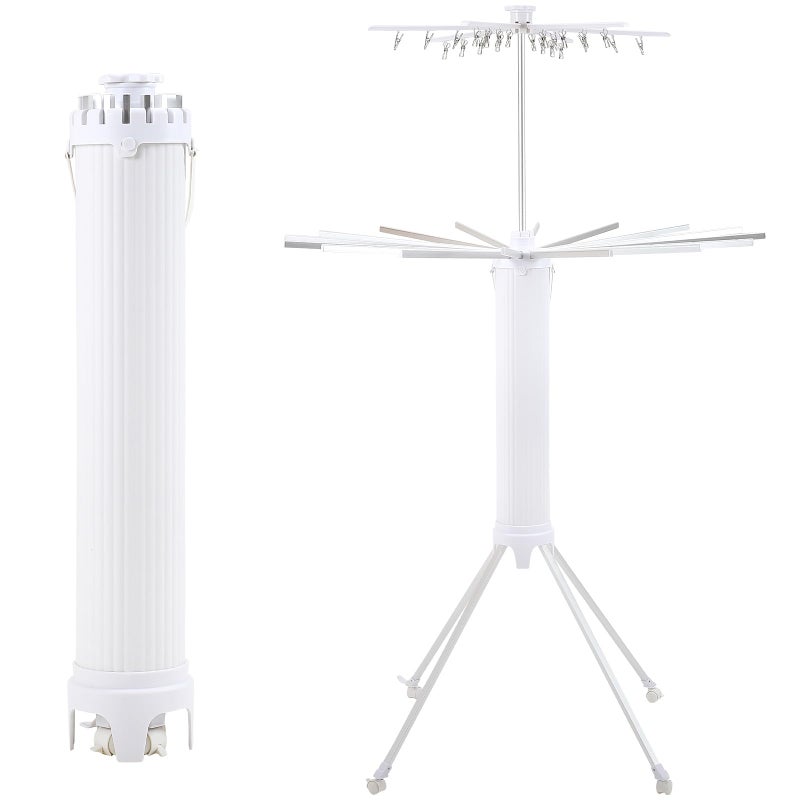Dollate 4-Legged Clothes Drying Rack Foldable,2 Tier Portable and Collapsible Space Saving Laundry Drying Rack with 4 Pulleys,Aluminum Dry Rack for Clothes - Image 1