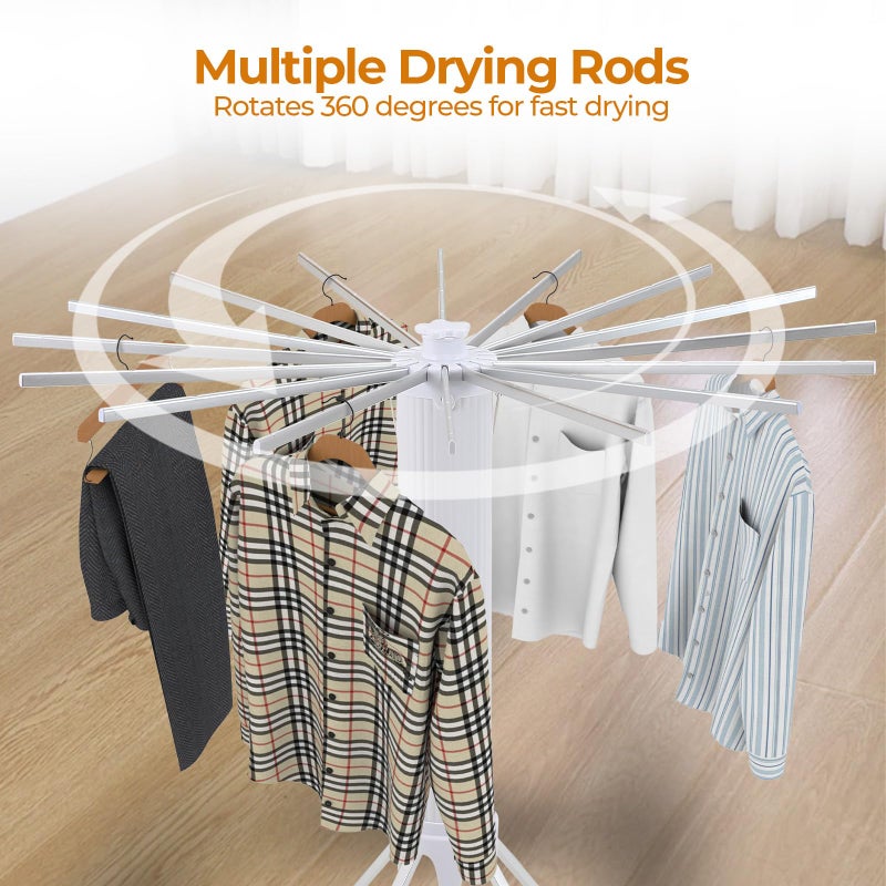Dollate 4-Legged Clothes Drying Rack Foldable,2 Tier Portable and Collapsible Space Saving Laundry Drying Rack with 4 Pulleys,Aluminum Dry Rack for Clothes - Image 5