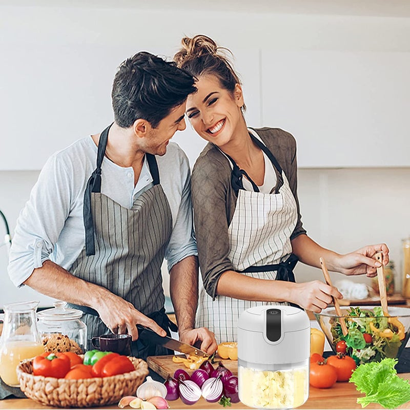 Vshinic مفرمة ثوم كهربائية ميني من فشينيك، محضر طعام، مفرمة ثوم محمولة بدون سلك، مطحنة لحم مع شحن USB للخضروات، الفلفل، الفواكه، الزنجبيل، طعام الأطفال، التوابل 250 مل (أبيض) - Image 3