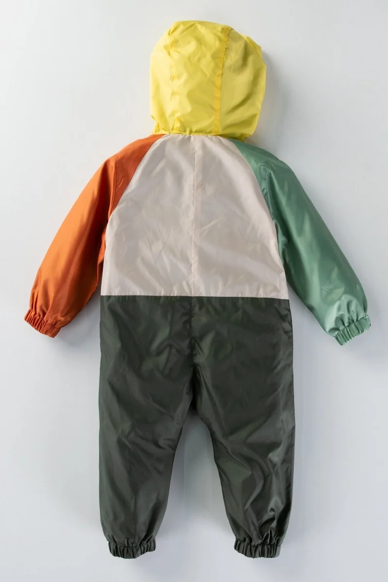 Podium Giyim Podium Clothing Cool Cotton Lined Hooded Kids Raincoat Overalls Coat