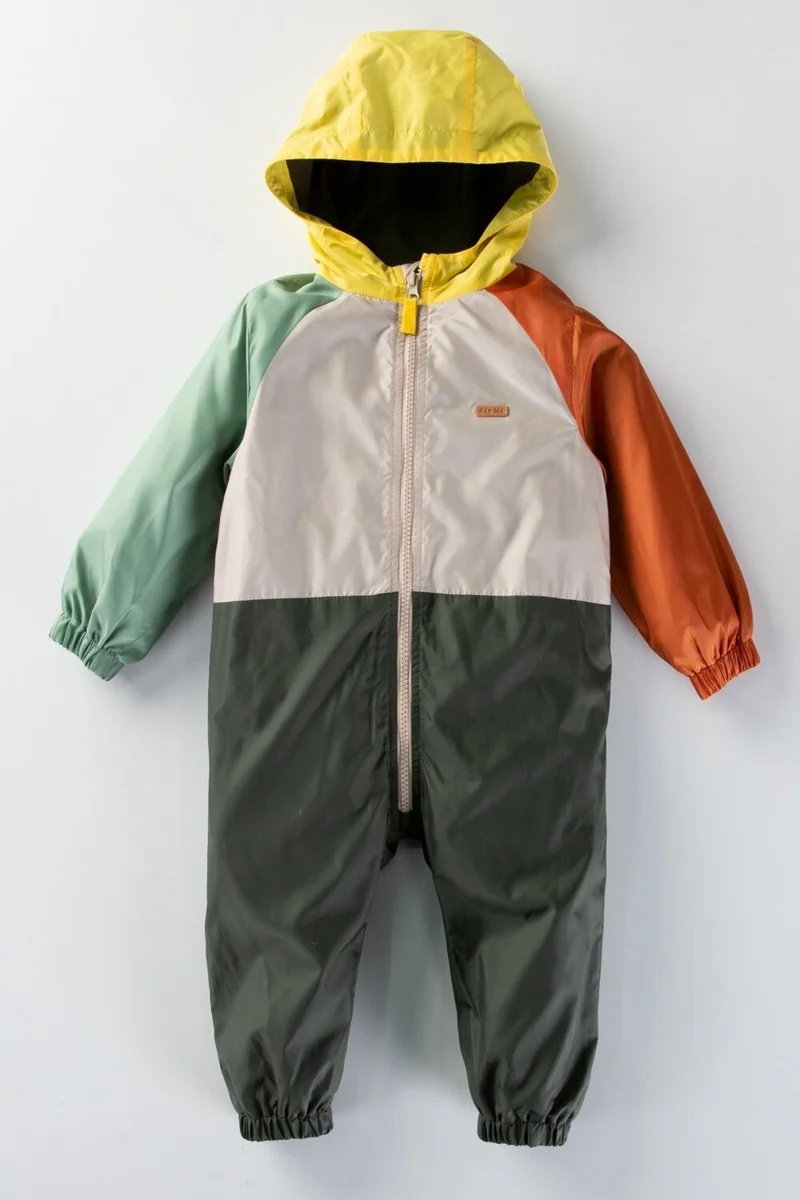 Podium Giyim Podium Clothing Cool Cotton Lined Hooded Kids Raincoat Overalls Coat