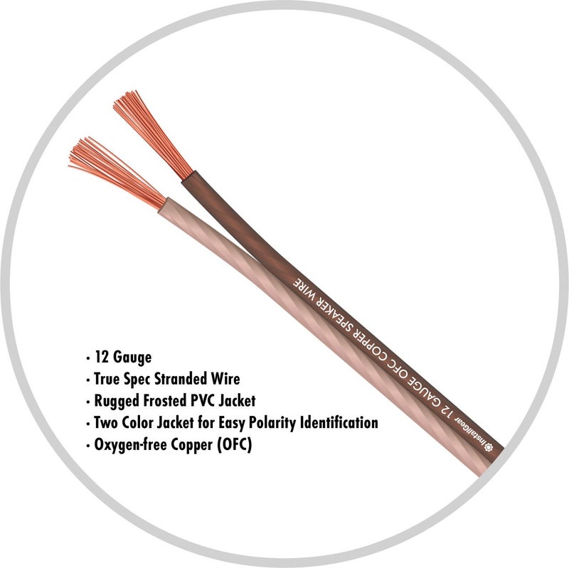 InstallGear 12 Gauge Speaker Wire - 30ft Brown 12 AWG - Deoxidized Copper True Spec Soft Touch OFC Cable for Outdoor Speakers - Image 3